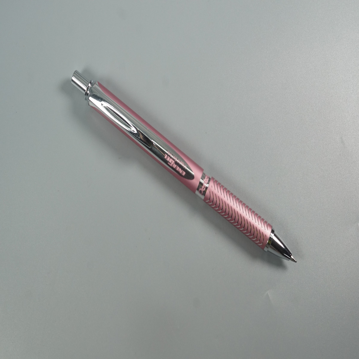 Pentel Bl407 EnerGel Metal 0.7mm Pink Color Body with Silver Clip Liquid Gel Pen  SKU 28595