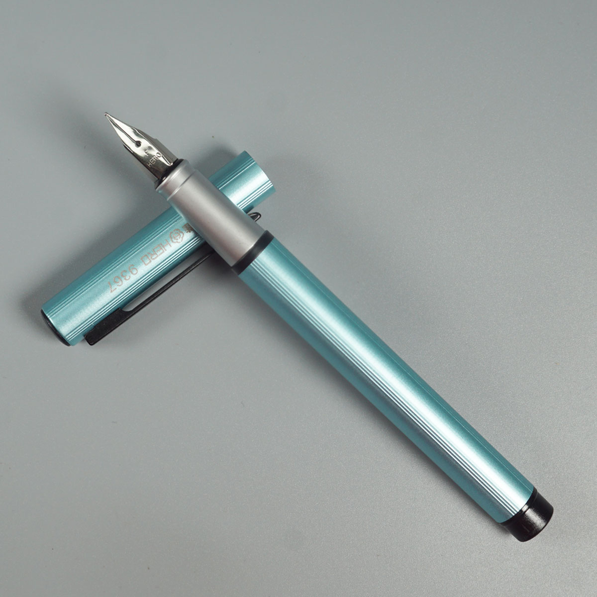 Hero 9367 Blue Color Body With Black Color Clip Fine Nib Converter Type Fountain Pen SKU 28616