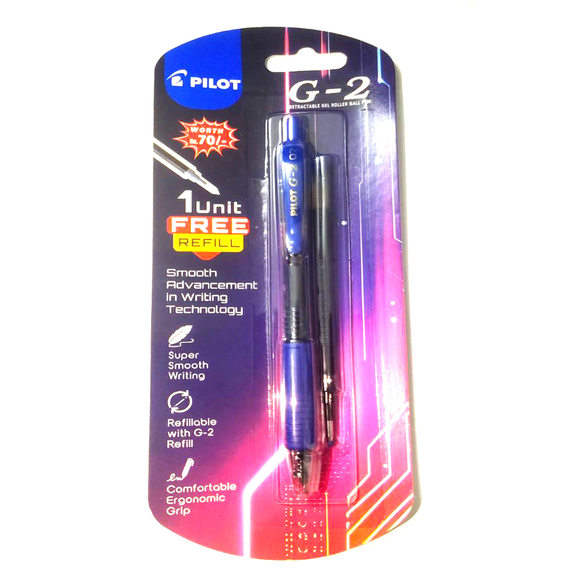 Pilot G-2 Blue Color Gel Roller Ball Pen 0.7mm With Free Refill SKU 28625