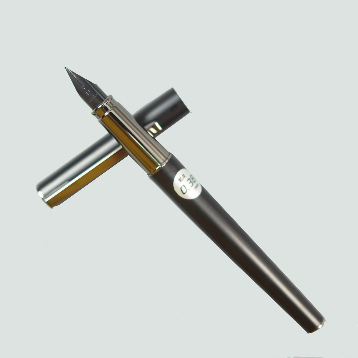 Luoshi 5199  Matte Black Color Body With Gun Metal Clip 0.38mm And EF Nib Converter Type Fountain Pen SKU 28656