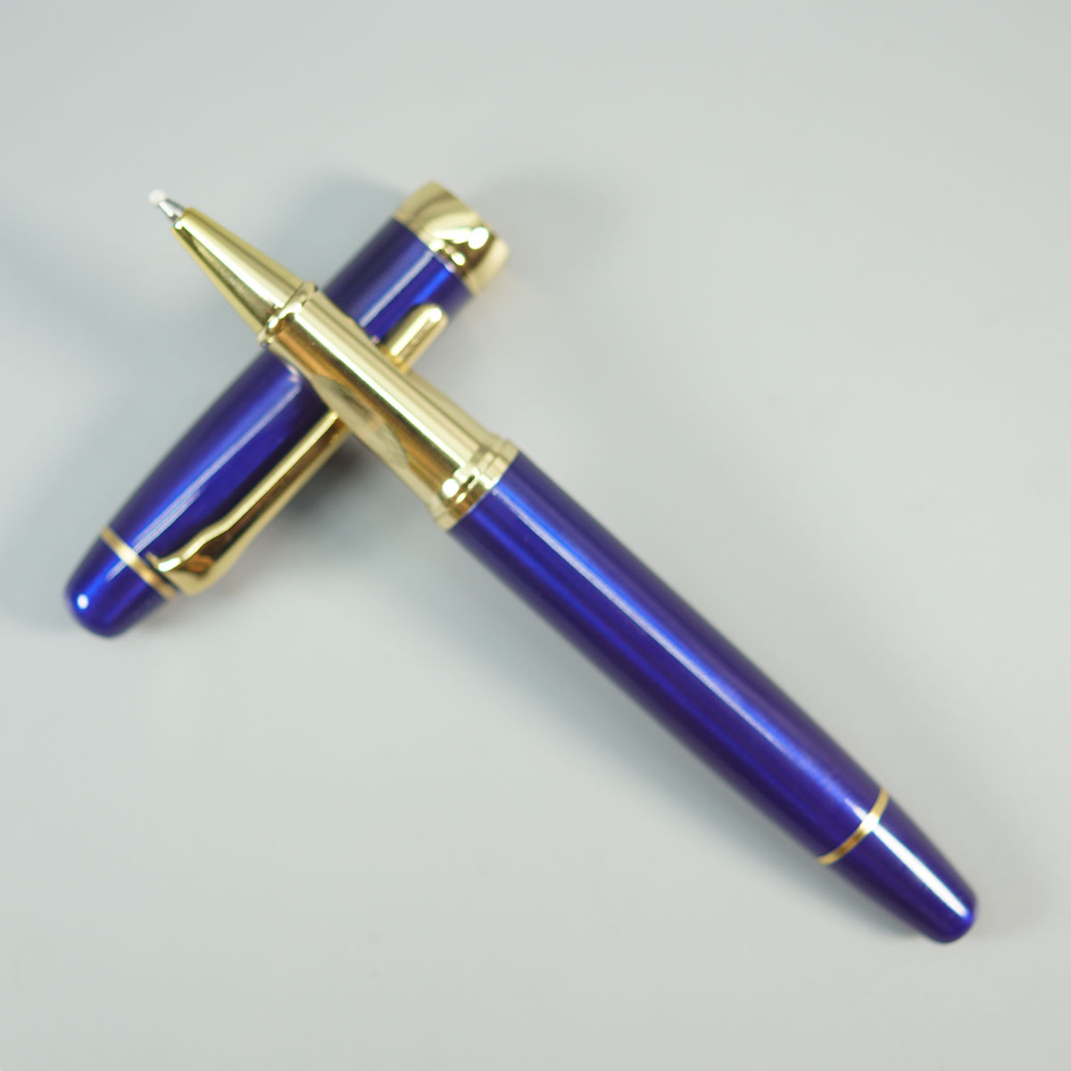 penhouse.in 5421 Blue Color Body With Gold Clip And Trim Roller Ball Pen SKU 28667