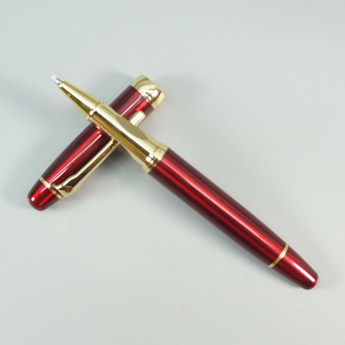 penhouse.in 5421 Red Color Body With Gold Clip And Trim Roller Ball Pen SKU 28668