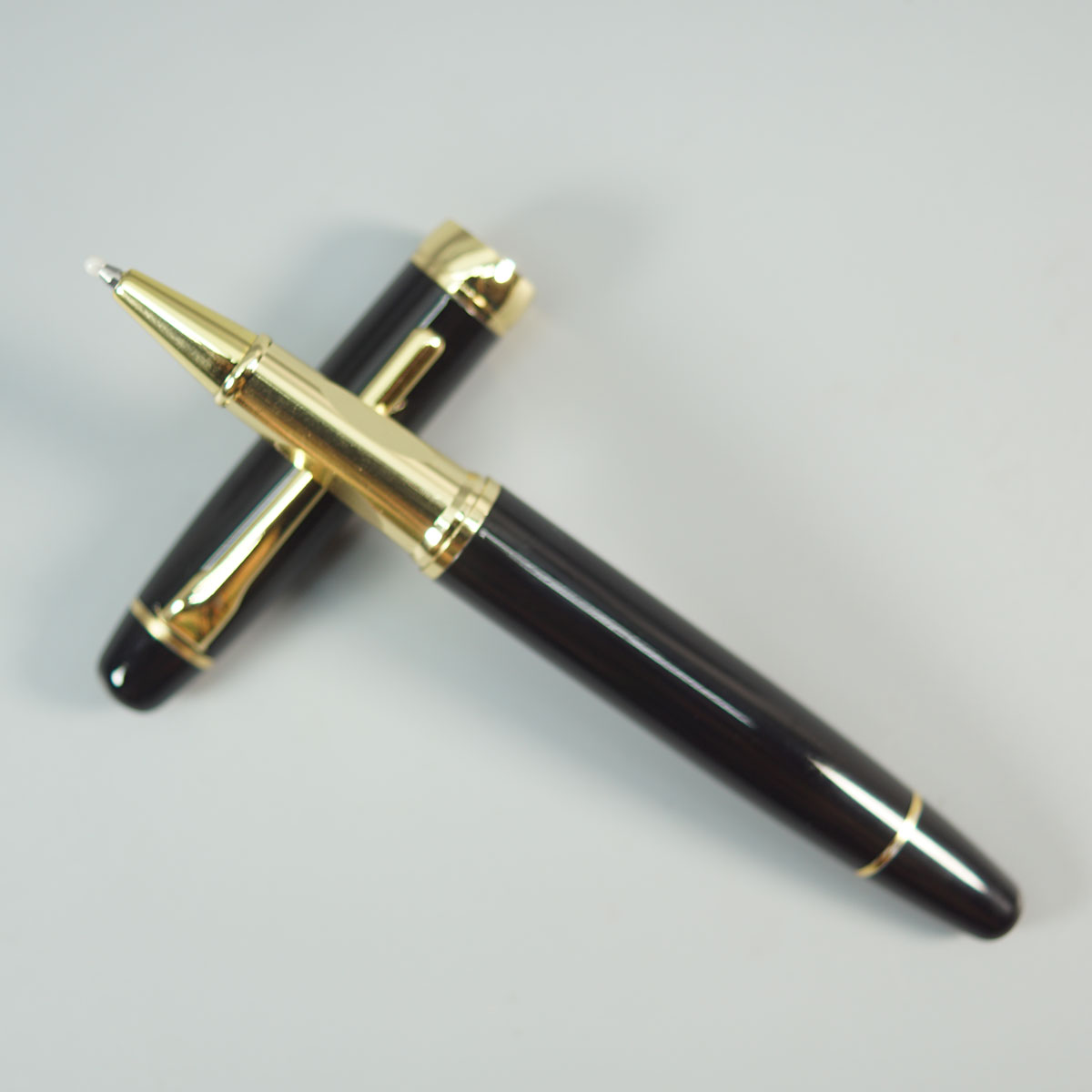 penhouse.in 5421 Black Color Body With Gold Clip And Trim Roller Ball Pen SKU 28669