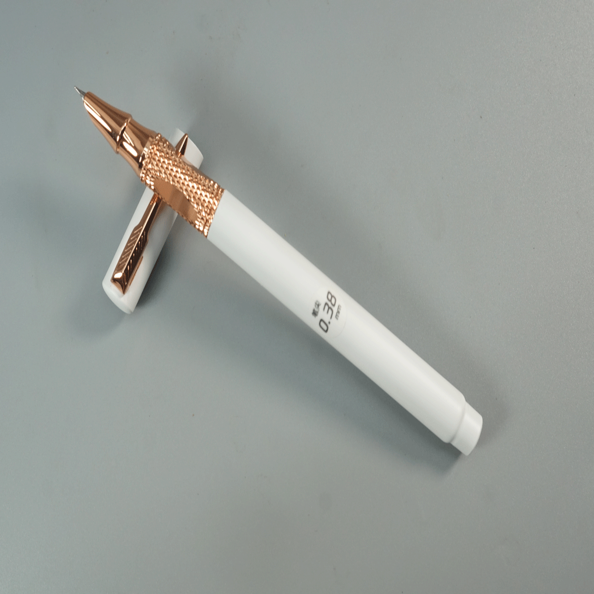 Luoshi 3849 White Color Cody and Cap with Rose Gold Clip and Grip Fine Nib Converter And Cartridge type Fountain Pen SKU 28687