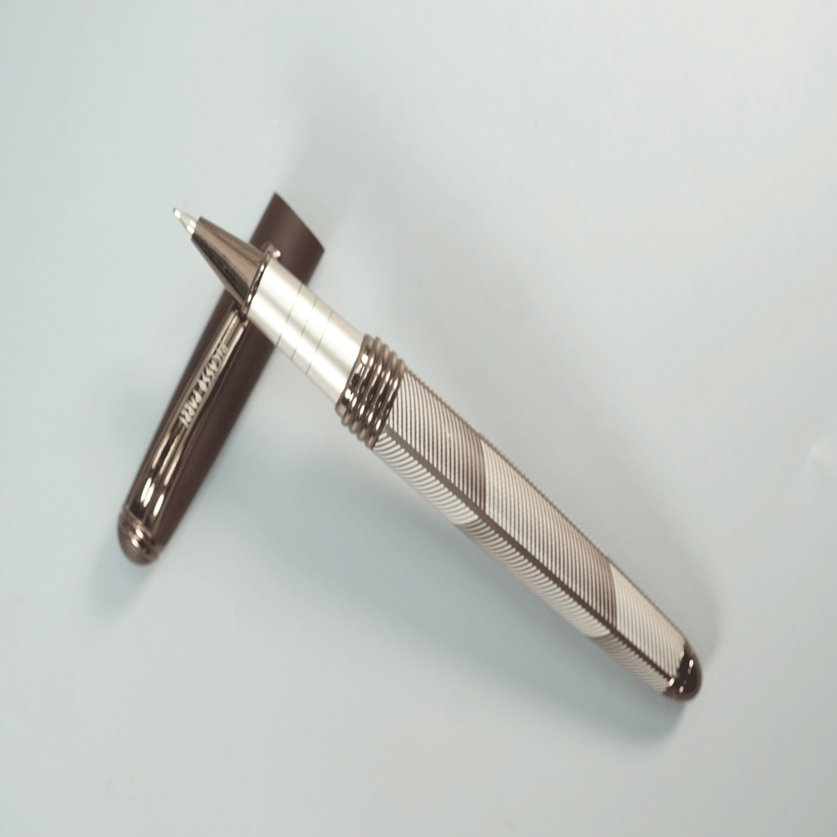 Picasso Parri Coffee Smell Striped  Body with Brown Color Cap Fine Tip Cap Type Ball Pen SKU 28690
