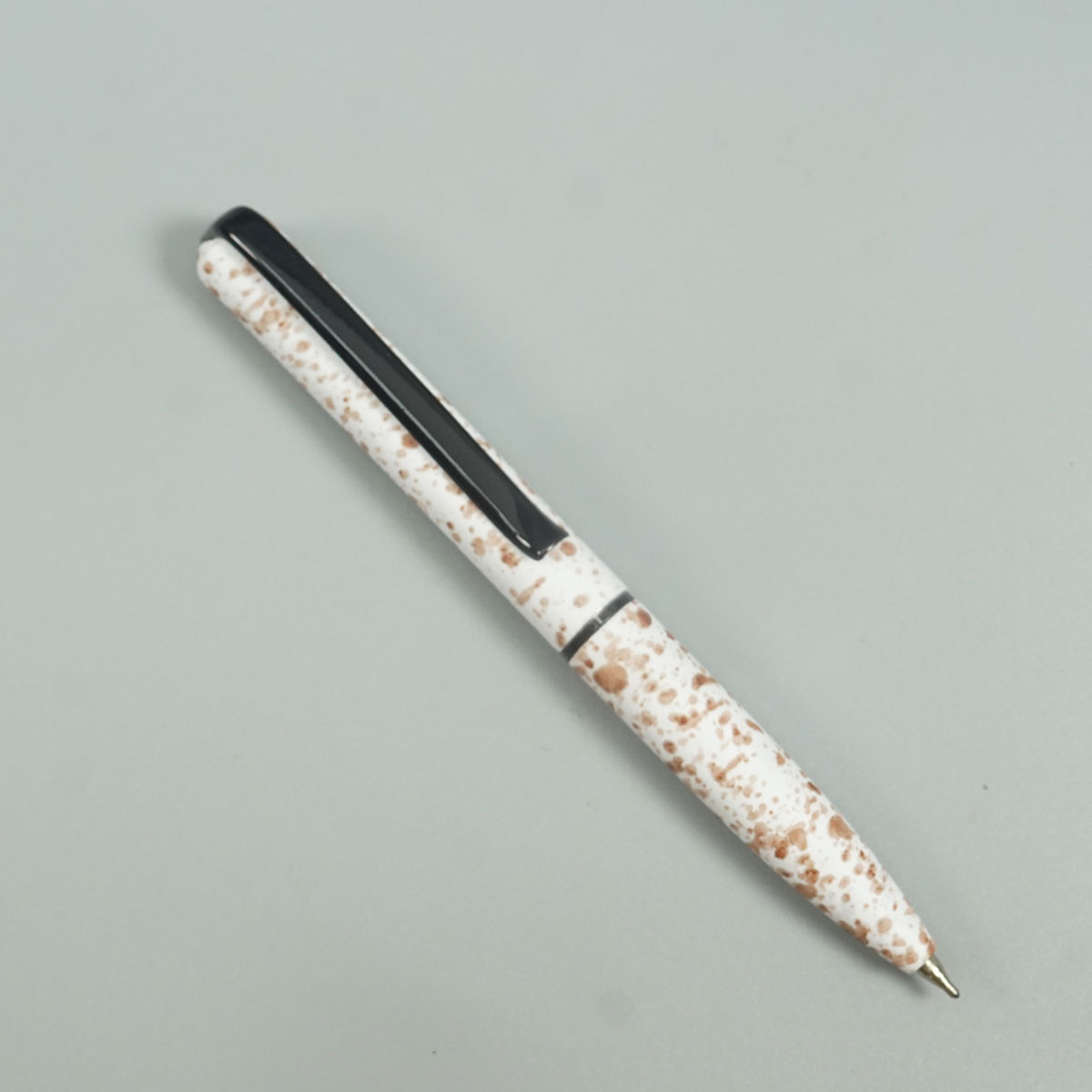 penhouse.in Mini Matte White With Brown Color Marble Design Twist Type Ball Pen SKU 28711