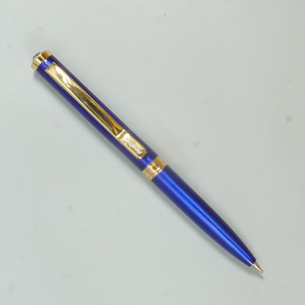 Realto Mini Blue Color Body With Gold Clip Top On Stone Twist Type Ball Pen SKU 28718