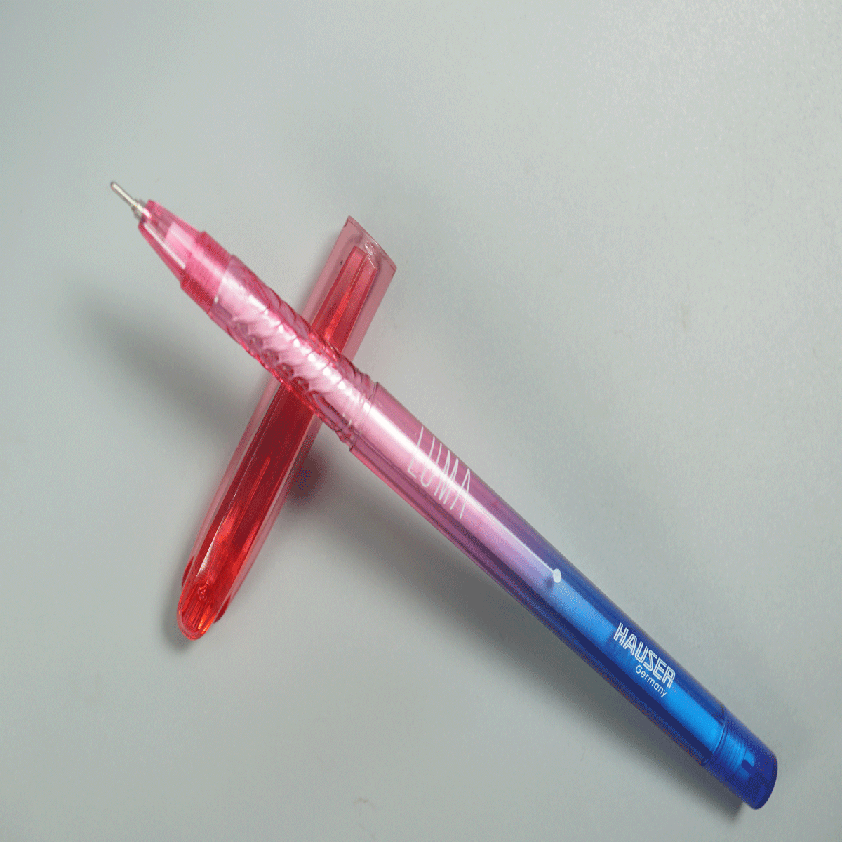 Hauser Luma Red With Blue Color Body and Red Cap Red Writing Ball Pen SKU 28725