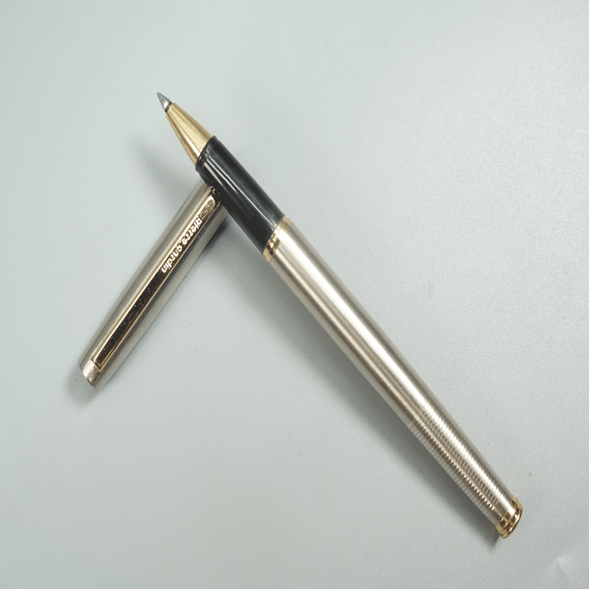 Pierre Cardin Monza Full Silver Color Body and Cap with Gold Clip Cap type Roller Ball Pen SKU 28740