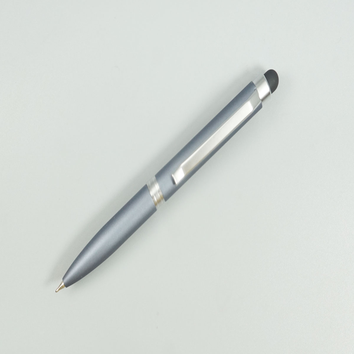 penhouse.in Mini Matte Light Blue Color Body and Silver Color Clip with Stylus Twist Type Ball Pen  SKU 28758