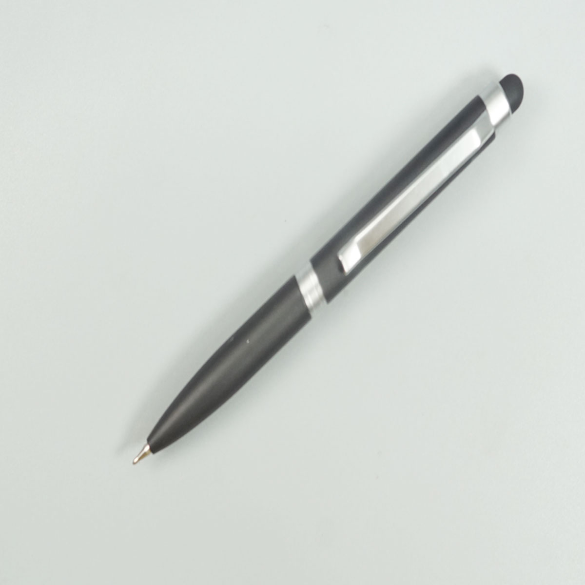 penhouse.in Mini Matte Black Color Body and Silver Clip with Stylus Twist Type Ball Pen SKU 28759