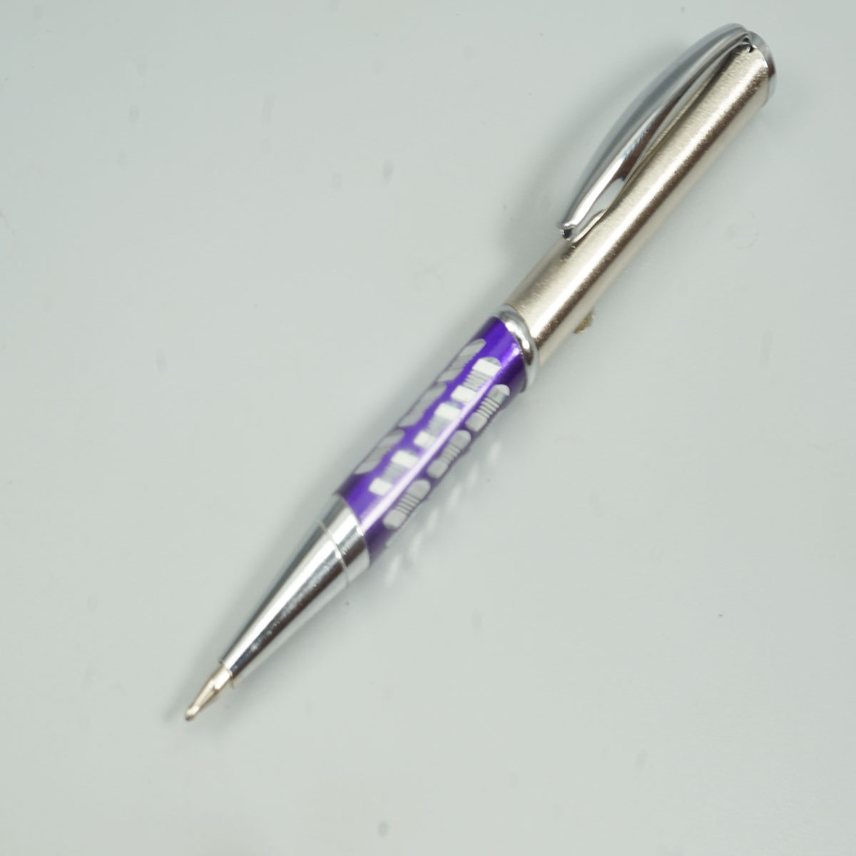 penhouse.in Mini Silver with Purple Design Twist Ball Pen SKU 28764