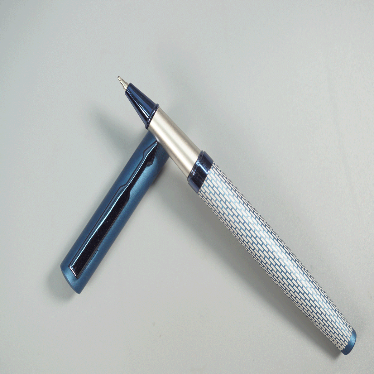 penhouse.in Checked Design Body with Blue Cap Type Ball Pen SKU 28797