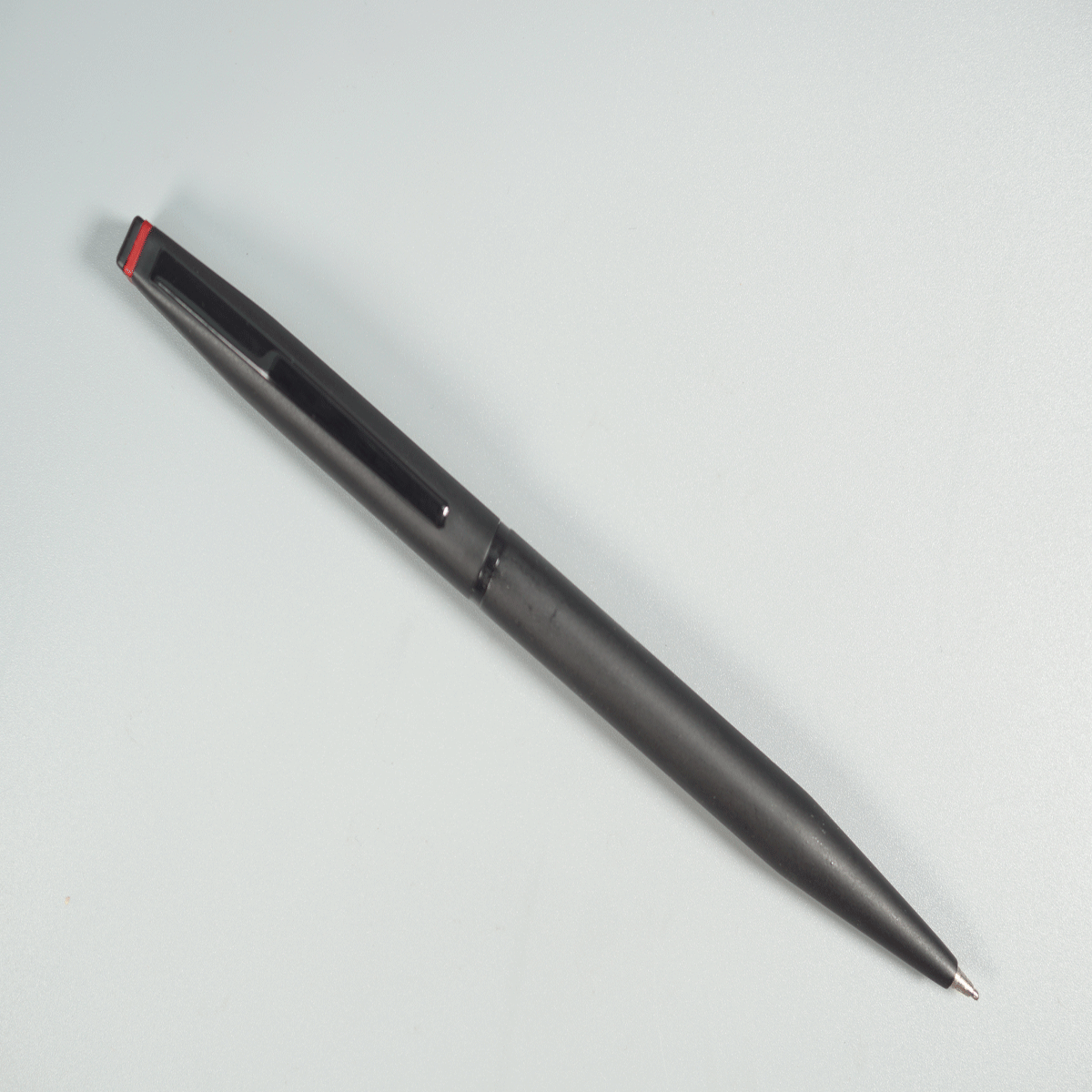 penhouse.in Matte Black Color Body and Clip Top On Red Trim Twist Type Ball Pen SKU 28803