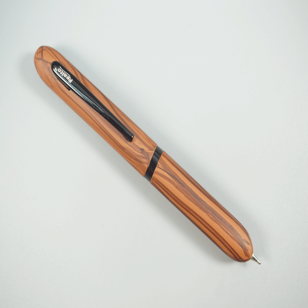 Realto Mini Wooden Brown Color Body with Black Clip Twist Type Ball Pen SKU 28812
