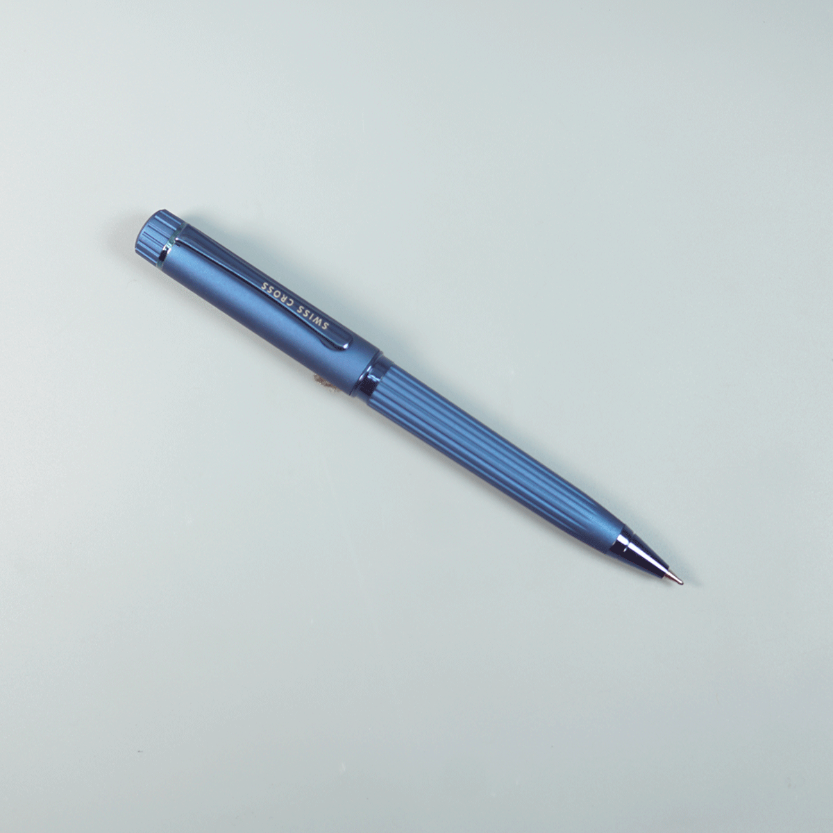 Swiss Cross Blue Color Body With Trim And Clip Twist Type Ball Pen SKU 28823