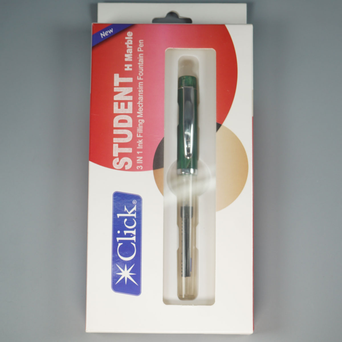 Click Student 3 in 1 Filling Mechanisim Transparent Body Green Color Cap And Converter Type Fountain Pen SKU 28847