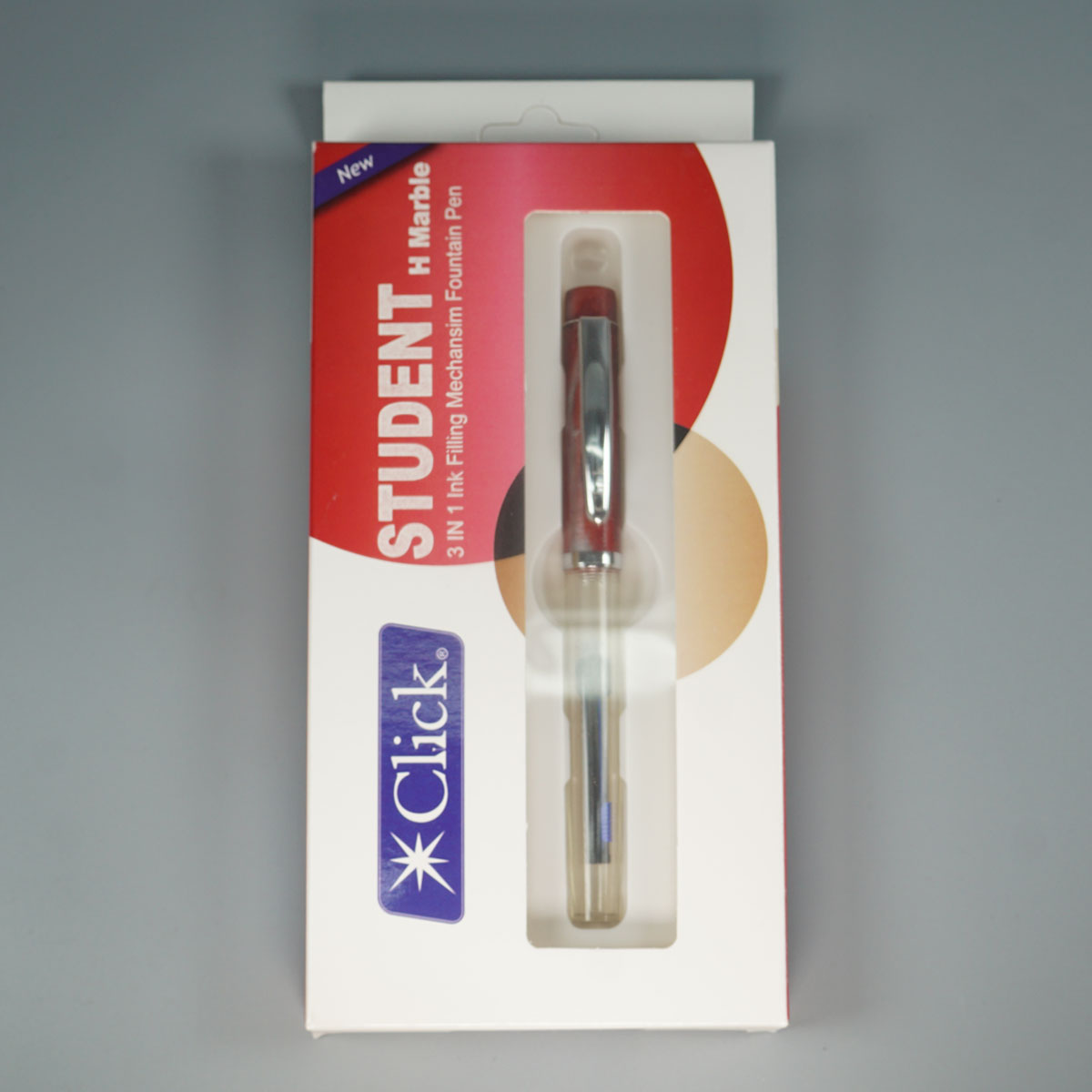 Click Student 3 in 1 Filling Mechanisim Transparent Body Merrown Color Cap And Converter Type Fountain Pen SKU 28851