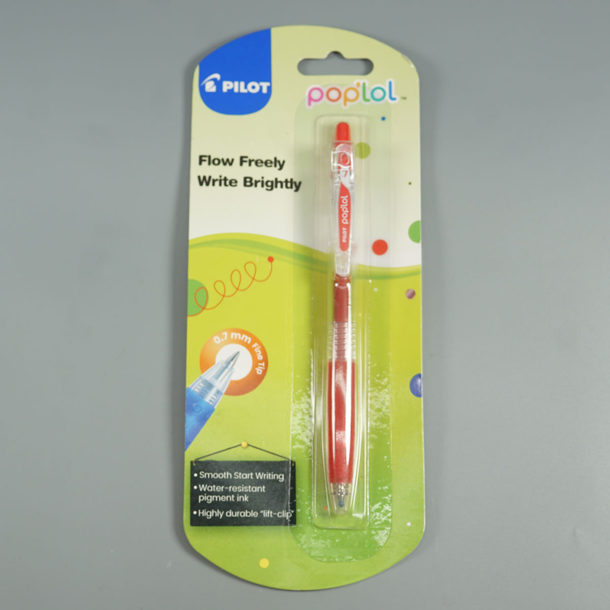 Pilot Poplol 0.7mm Fine Red Color Retractable And Refillable Roller Ball Pen SKU 28877