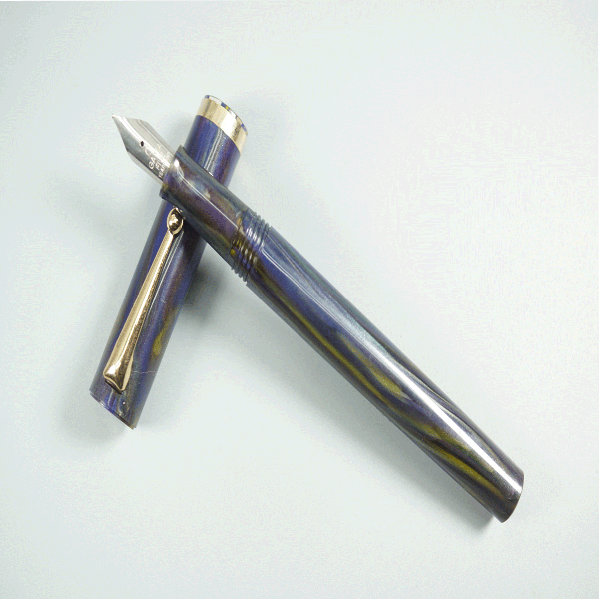 Gama Navy Blue Color Body and Cap with Gold Clip Eyedropper Model Fountain Pen SKU 28879