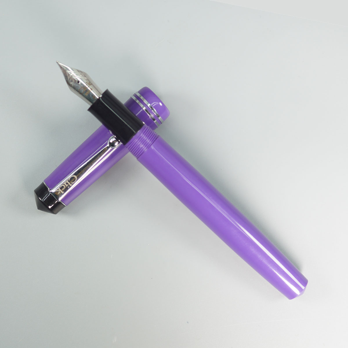 Click Aristocrat Violet Color Body With Silver Clip And No.35 SSF Fine Nib (3 in 1)Eye Dropper Model Fountain Pen SKU 28883