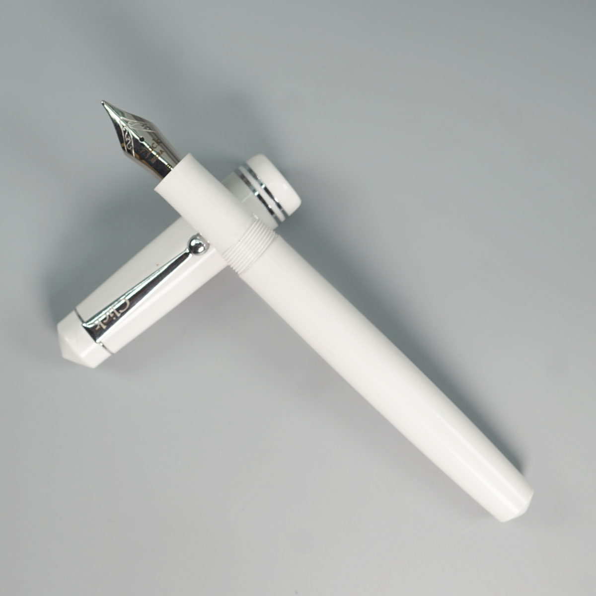 Click Aristocrat White Color Body With Silver Clip And No.35 SSF Broad Nib (3 in 1)Eye Dropper Model Fountain Pen SKU 28884
