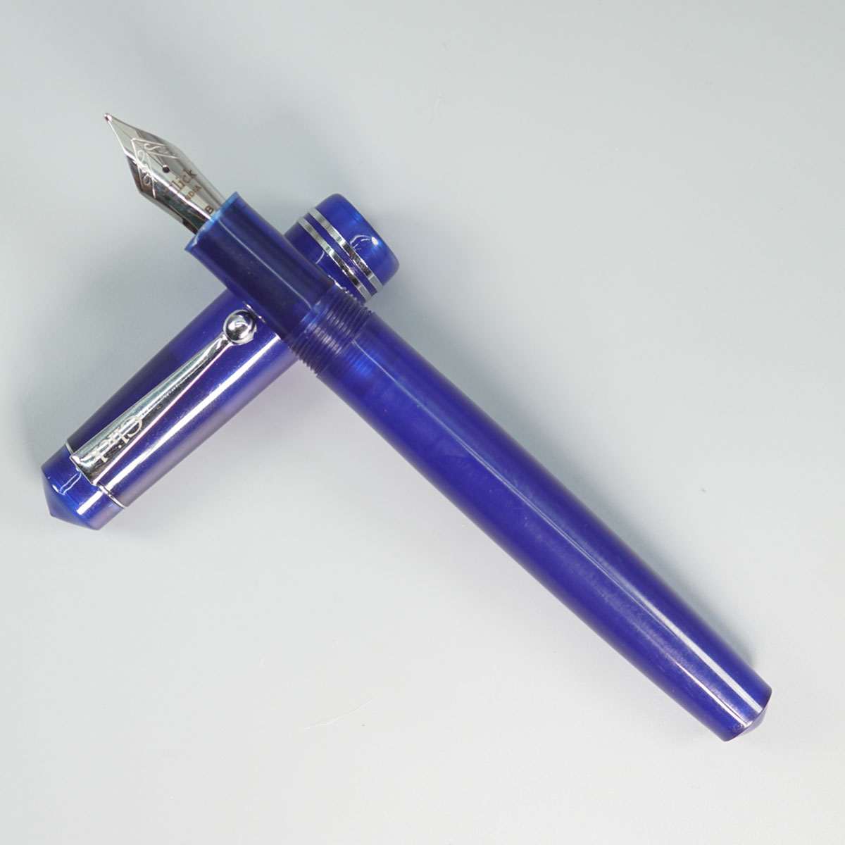 Click Aristocrat Transparent Blue Color Body With Silver Clip And No.35 SSF Broad Nib (3 in 1)Eye Dropper Model Fountain Pen SKU 28885