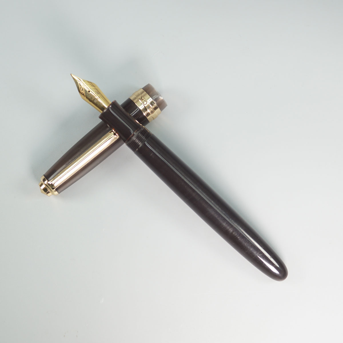 Click Falcon Transparent Black Color Body With Gold Clip And No.35 Fine Nib (3 in 1) Eye Dropper Model Fountain Pen SKU 28888