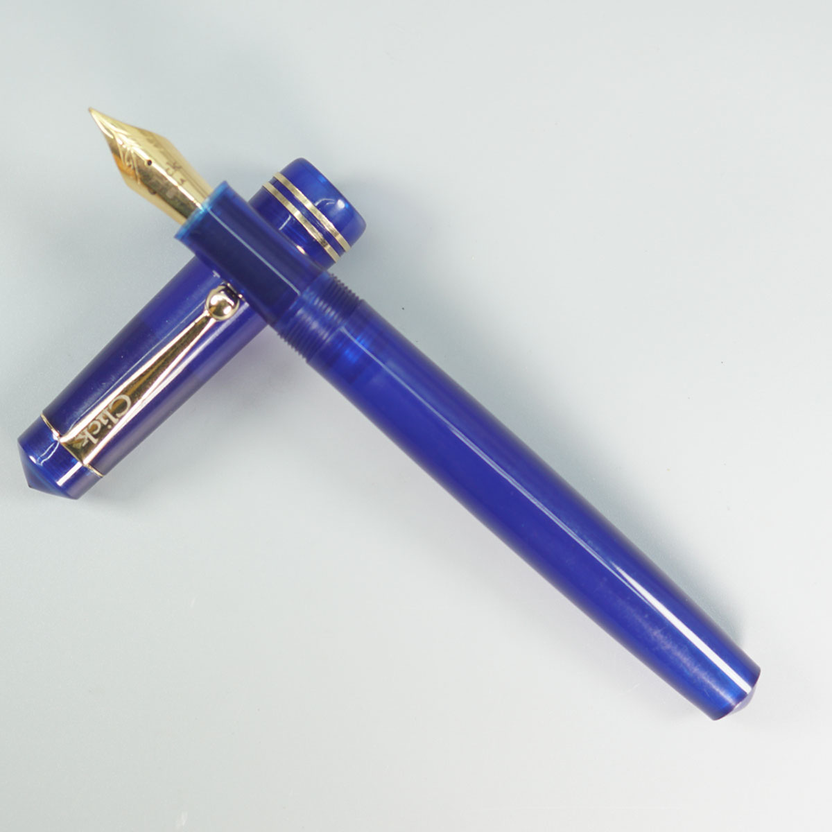 Click Aristocrat Transparent  Blue Color Body With Gold Clip And No.35 Fine Nib (3 in 1) Eye Dropper Model Fountain Pen SKU 28892