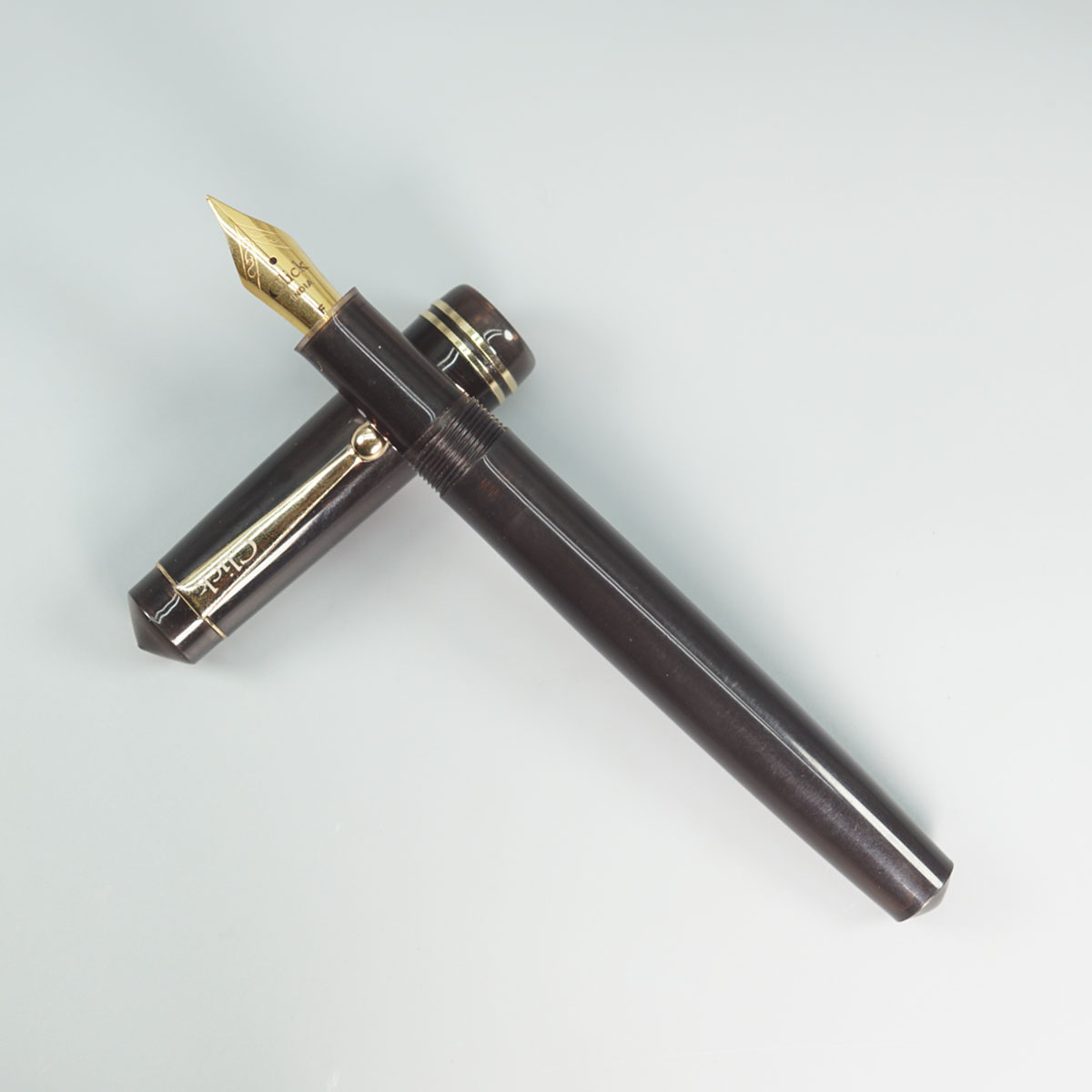 Click Aristocrat Transparent  Black Color Body With Gold Clip And No.35 Fine Nib (3 in 1) Eye Dropper Model Fountain Pen SKU 28894