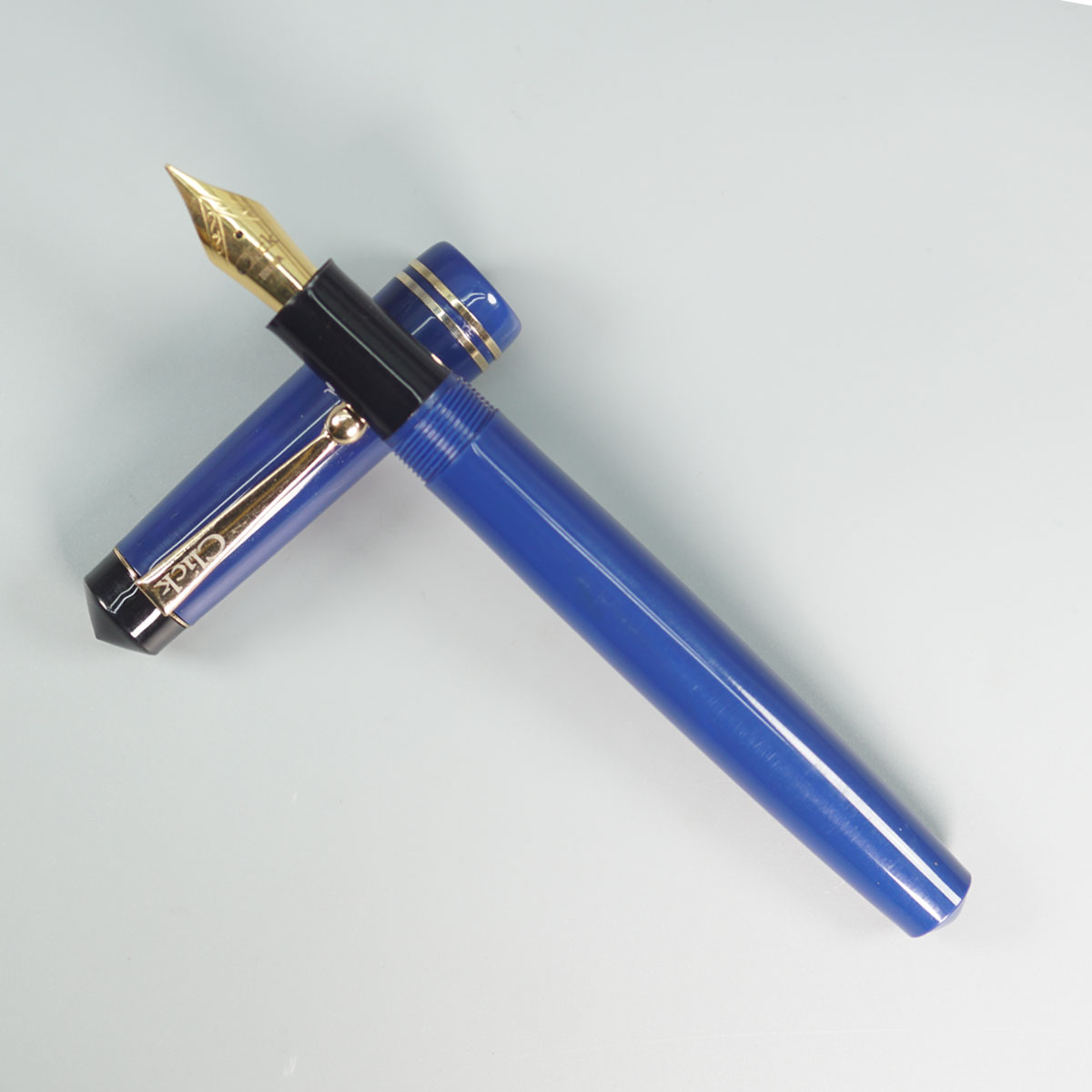Click Aristocrat Blue Color Body With Gold Color Clip And No.35 Fine Nib (3 in 1) Eye Dropper Model Fountain Pen SKU 28897