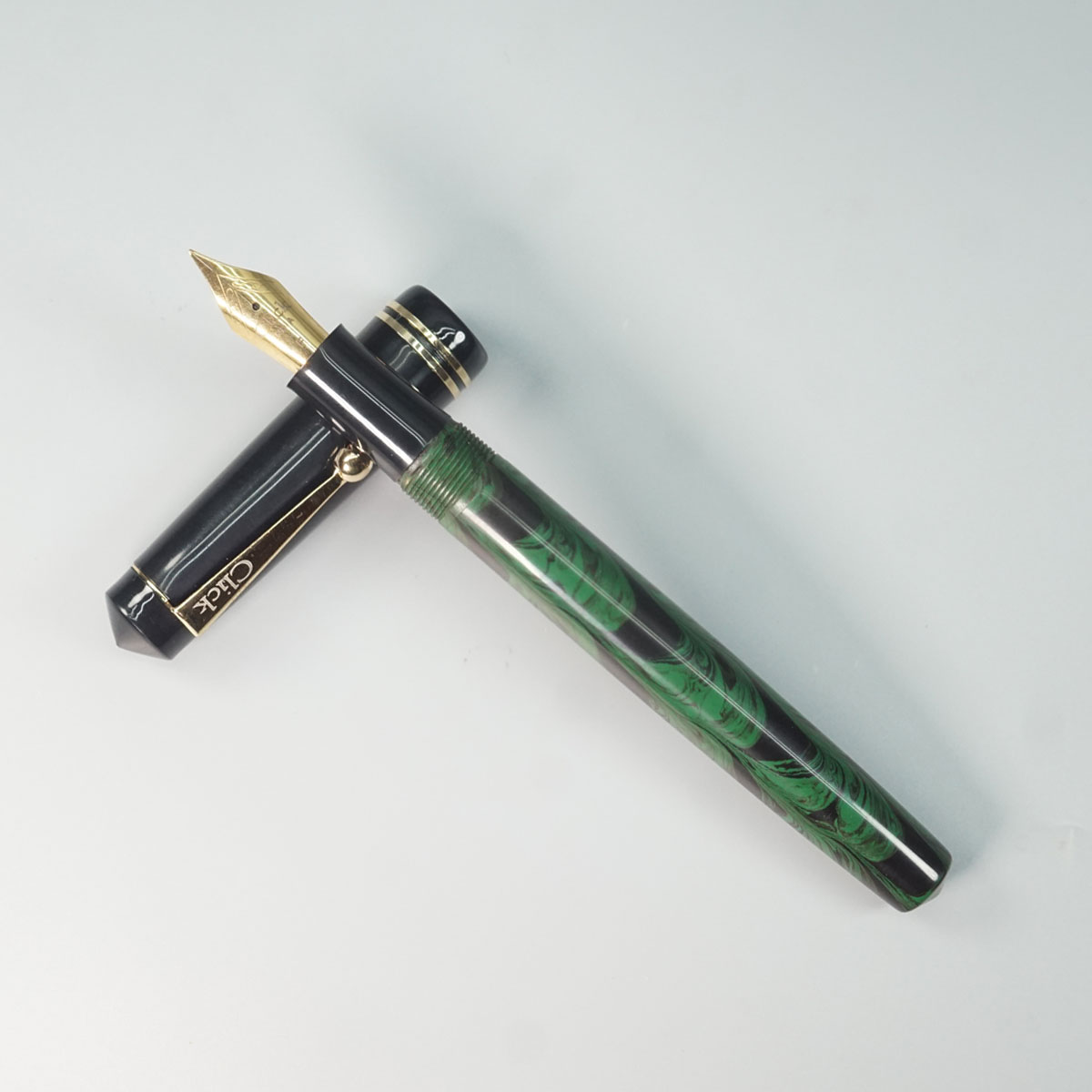 Click Aristocrat Half Ebonite Green Color Body With Black Cap No 35 Fine Nib (3 in 1) Eye Dropper Model Fountain Pen SKU 28908