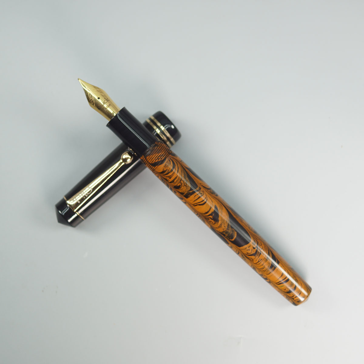 Click Aristocrat Half Ebonite Orange Color Body With Black Cap No 35 Fine Nib (3 in 1) Eye Dropper Model Fountain Pen SKU 28910