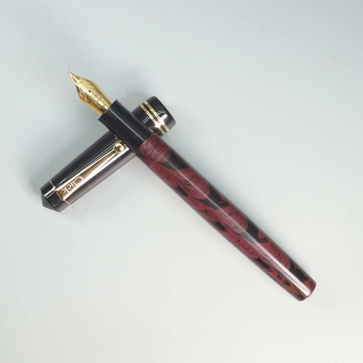 Click Aristocrat Half Ebonite Merrown Color Body With Black Cap No 35 Broad Nib (3 in 1) Eye Dropper Model Fountain Pen SKU 28912