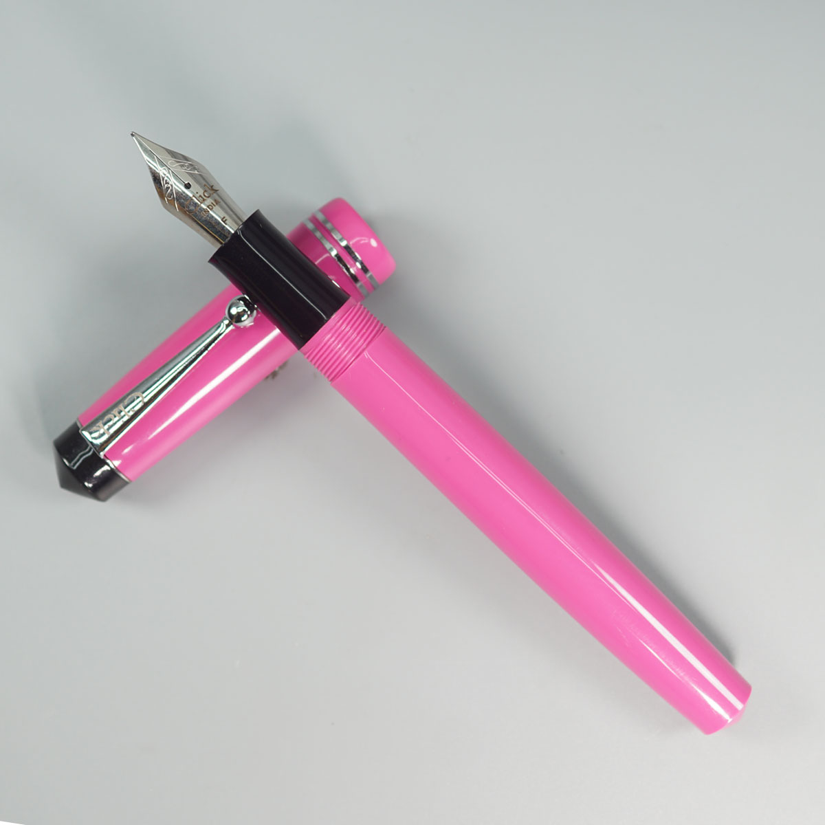 Click Aristocrat Pink Color Body With Silver Clip And SSF Fine Nib (3 in 1)Eye Dropper Model Fountain Pen SKU 28913