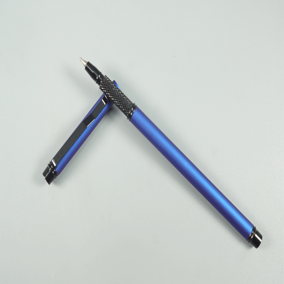 penhouse.in pens Slim Matte Blue Color Body and Cap with Black Clip and Grip Cap Type Ball Pen SKU 28928