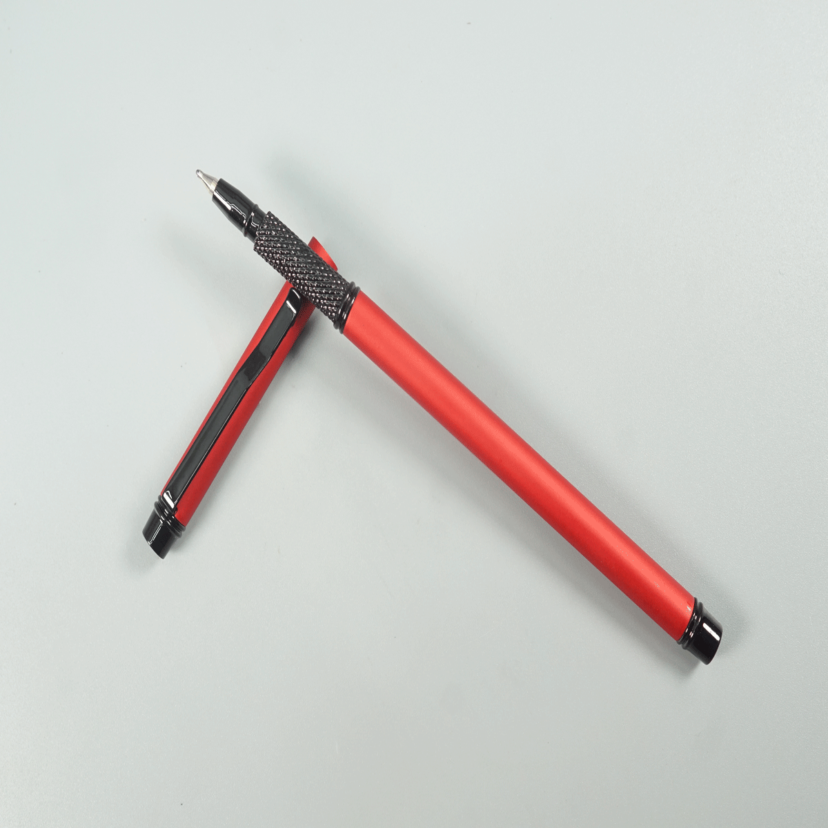 penhouse.in pens Slim Matte Red Color Body and Cap with Black Clip and Grip Cap Type Ball Pen SKU 28929