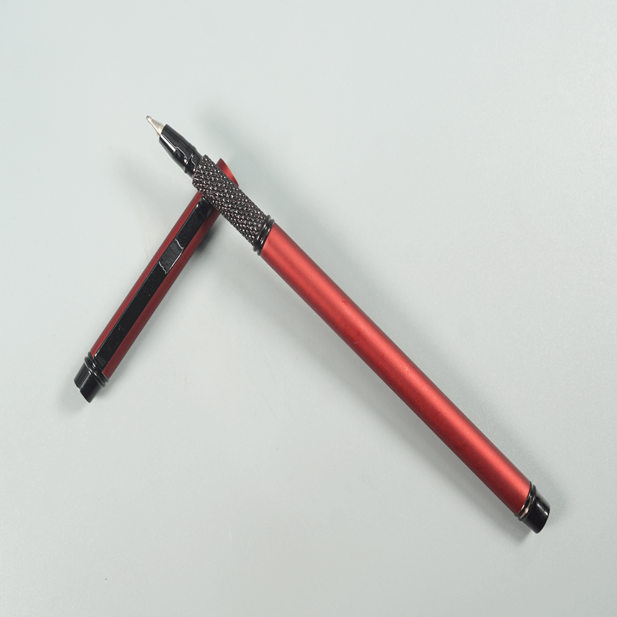 penhouse.in pens Slim Matte Dark Red Color Body and Cap with Black Clip and Grip Cap Type Ball Pen SKU 28930