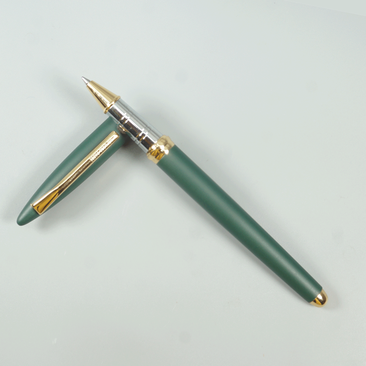 Picasso Parri Matte Dark Green Color Body With Gold  Color Clip  And  Roller Ball Pen SKU 28951