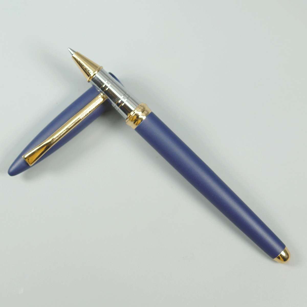 Picasso Parri Matte Blue Color Body With Gold  Color Clip  And  Roller Ball Pen SKU 28953