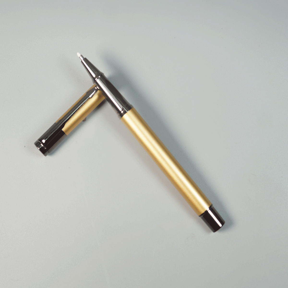 Sail Star 3209 Gold Color Body Gun metal Color Clip And Trim Roller Ball Pen SKU 28986