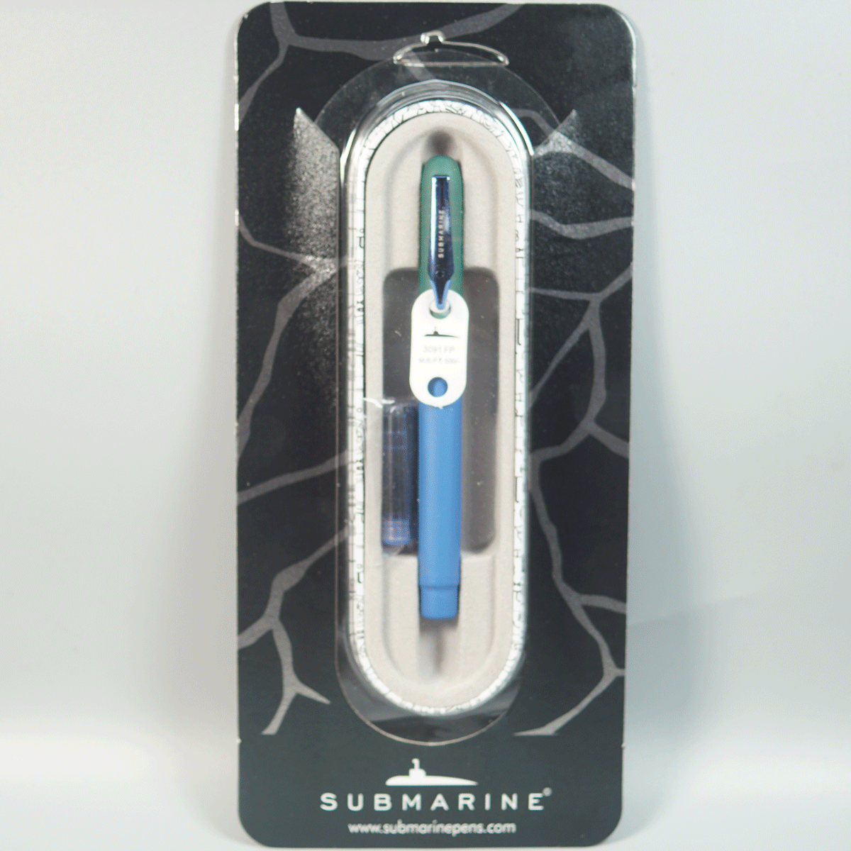 Submarine 3091 Blue Color Body  With Green Color Cap  Fine Nib Converter And Cartridge Magnet Type Fountain Pen SKU 29015