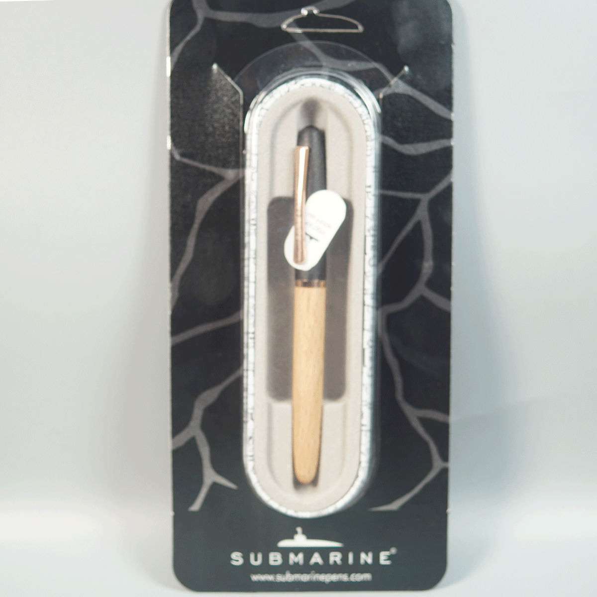 Submarine 1597 Half Wooden Color Body With Black Color Cap And Fine Tip Roller Ball Pen SKU 29017