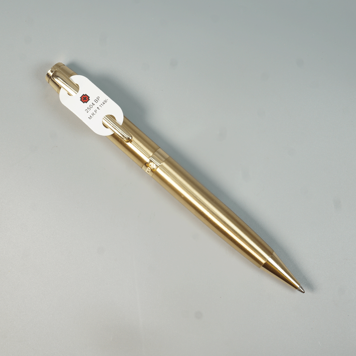 Swiss Brand 2504 Gold Color Body With Clip And Trim Medium Tip Twist Type Ball Pen SKU 29034