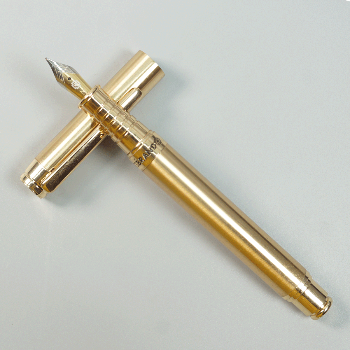 Swiss Brand 2504 Gold Color Body With Clip And Medium Nib Converter And Cartridge Type Fountain Pen  SKU 29036