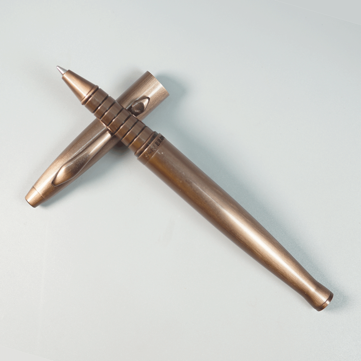Swiss Brand 2523 Brown Color Body And Clip And Medium Tip Cap Type Roller Ball Pen SKU 29043