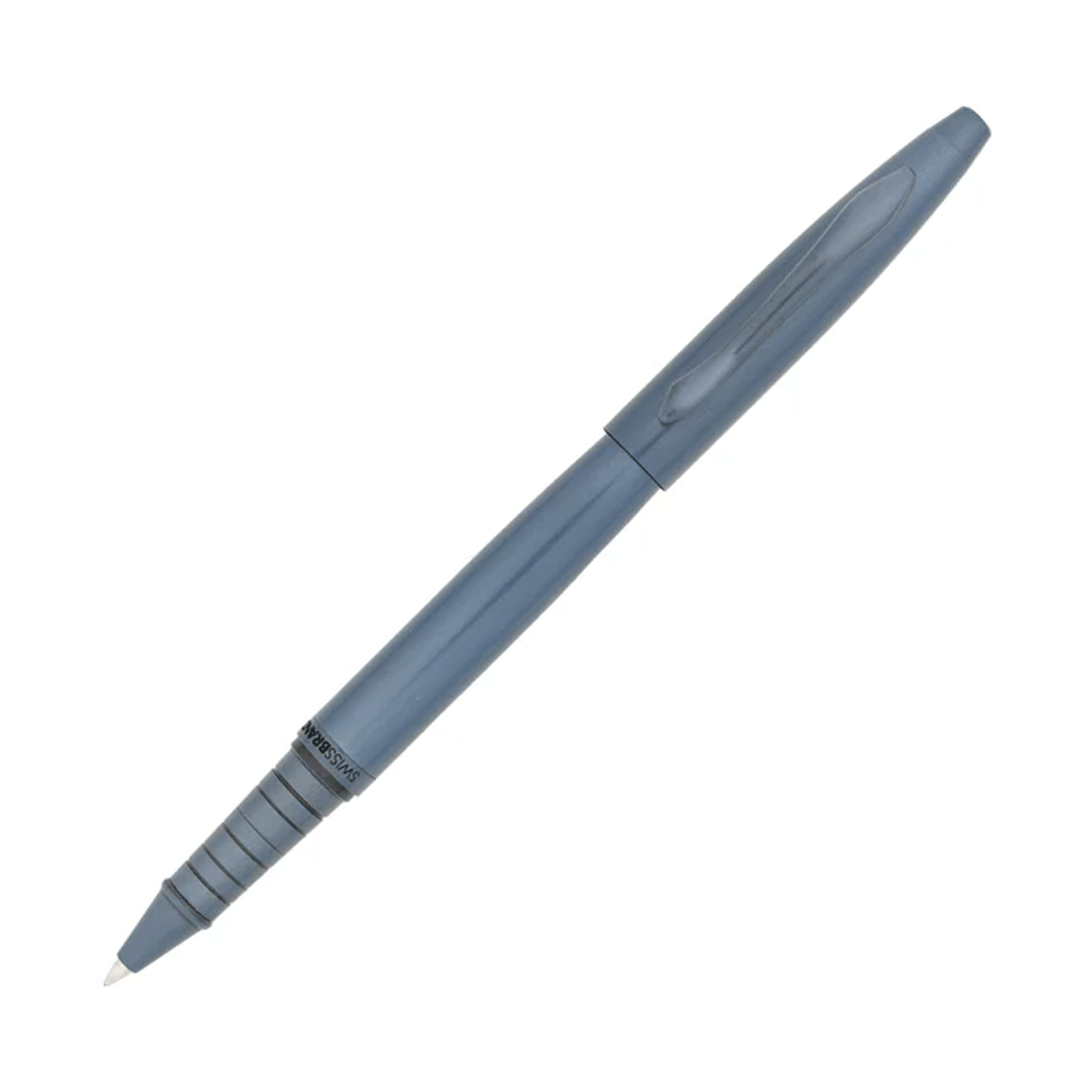 Swiss Brand 2524 Blue Color Body With Clip Medium Tip Cap Type Roller Ball Pen SKU 29045