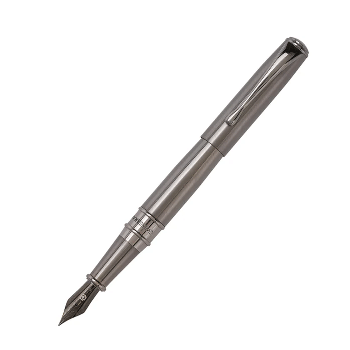 Swiss Brand 2537 Gun Metal Color Body And Clip And Trim Medium Tip Converter And Cartridge Type Fountain Pen SKU 29055