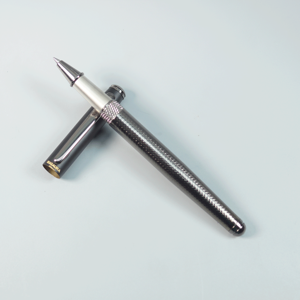 Sigaura Gun Metal Color Body With Black Color Cap And Cap Roller Ball Pen SKU 29056