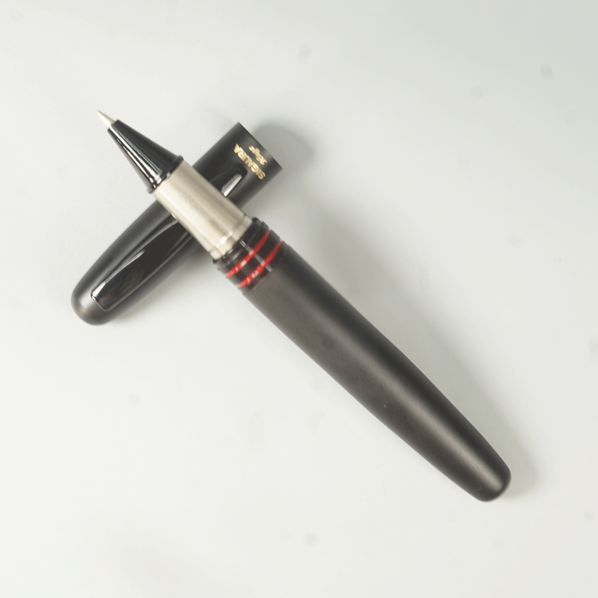 Sigaura  Huge Matte Black Color Body With Red Color Trim And Cap Type Ball Pen SKU 29065